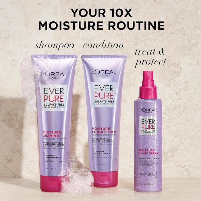 L'Oreal Paris Sulfate Free Moisture 21-in-1 Leave-In Conditioner for Dry Hair, EverPure, 6.7 fl oz