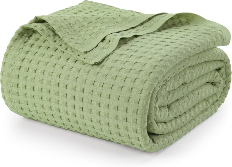 Utopia Bedding Khaki 100% Cotton Waffle Blanket 300 GSM [King - 90x108 Inch] Soft Lightweight Breathable Bed Blanket for All Season