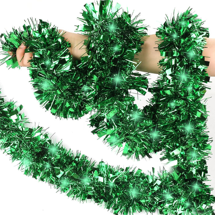 VESPRO 59 Feet Metallic Christmas Tree Garland Glitter Tinsel Twist Hanging for Indoor Outdoor Party Decorations (Red Green Gold)