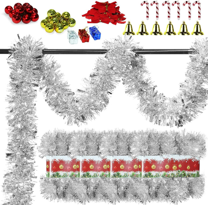 5 Pack 250FT Christmas White Garland Flower for Christmas and Non-Lit Soft Holiday Decor for Outdoor Indoor Artificial Christmas Twist Garland Home Artificial Wedding Party Decoration