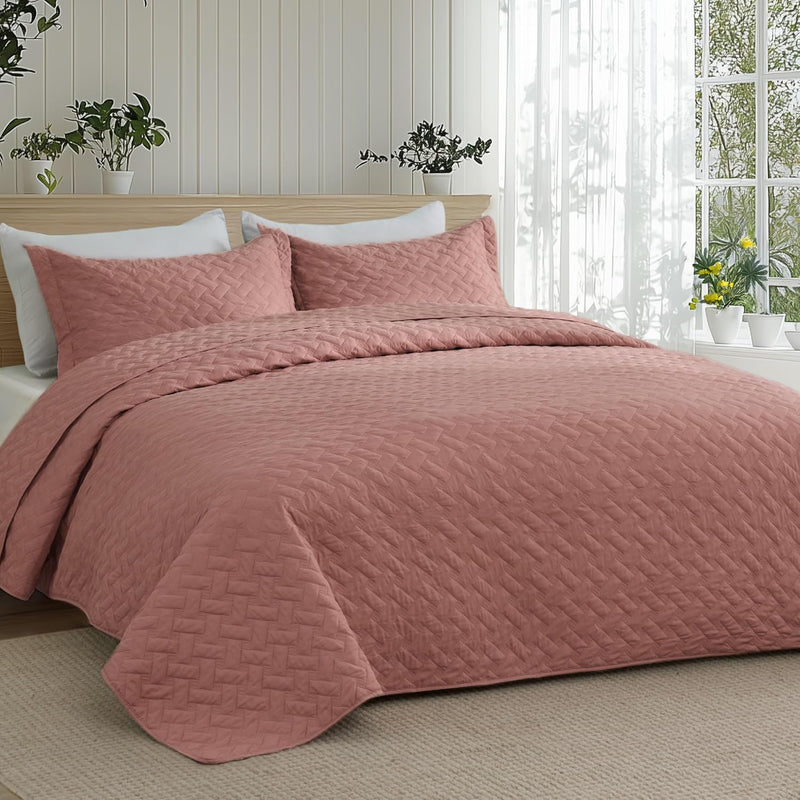 Bedsure Quilts King Size - Grey Bedspreads King Size with Basket Weave Pattern, Soft Quilt Bedding Set, Lightweight Comforter Set Coverlet for All Seasons with 2 Pillow Shams (106" x 96")