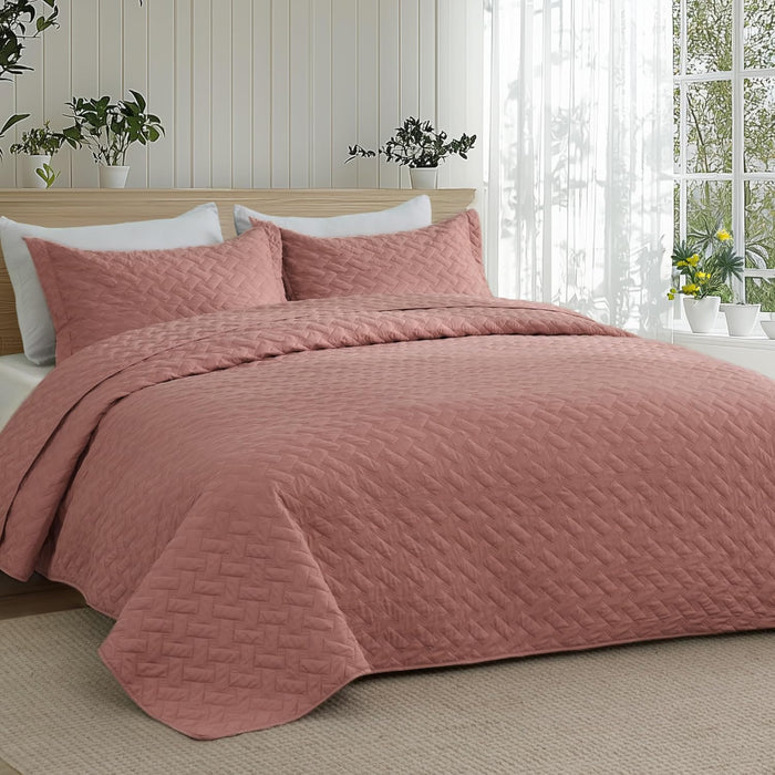 Bedsure Quilts King Size - Grey Bedspreads King Size with Basket Weave Pattern, Soft Quilt Bedding Set, Lightweight Comforter Set Coverlet for All Seasons with 2 Pillow Shams (106" x 96")
