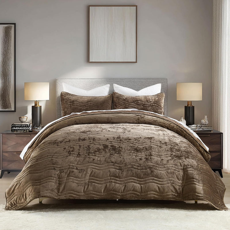 Terracotta Comforter Set, Cotton Quilt King Size, Orange Gray Quilt Set Bedding Set, Farmhouse Striped Bed Set，Soft Striped Bedspread Set King All Season 3 Piece