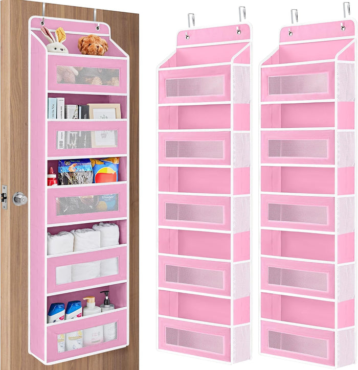JARLINK Over The Door Organizer Storage, 5 Shelf Hanging Door Organizer with 5 Large Capacity Pockets, Anti Tilt 44 lb Load Behind Door Storage for Bedroom, Bathroom, Pantry, Nursery, (Grey)