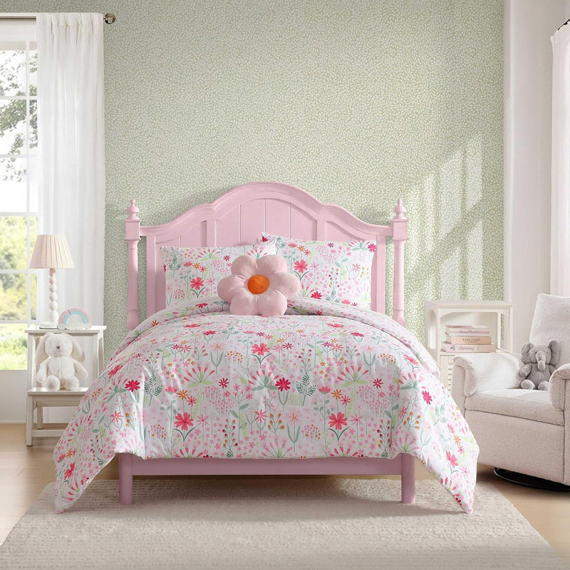 Laura Ashley - Kids Comforter Set, 100% Super Soft Toddler Bedding with Matching Sham & Bonus Decorative Pillow, Ideal Girl Room Essentials (Ballerina Divas Pink, Twin)