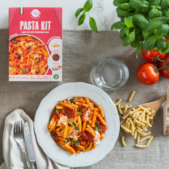 My Cooking Box Pasta Meal Kit, Baked Ziti Pasta Kit, Gourmet Dinner Kit Recipe, Product of Italy, Pre-portioned Ingredients in one Box, 2/3 Servings, Cooking Box, Family Meal