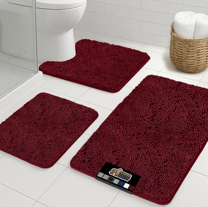 GORILLA GRIP Bath Rug Mat, Thick Soft Absorbent Chenille, Quick Dry Microfiber Mats, Rubber Backing Washable Shower Floor Rugs, Bathmat Runner, US Designed Bathroom Home Decor Accessories 24x17, Grey