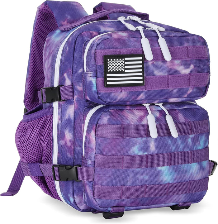 9L Mini Tactical Backpack for Men and Women, Tactical Backpack Small for Hiking, Small Tactical Bag (Purple Tie-Dye)