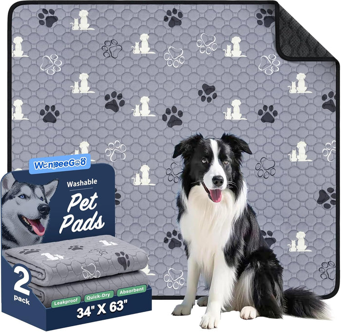 Washable Pee Pads for Dogs, 4 Pack Absorbent Reusable Training Dog Pads Pet Puppy Pads, Non-Slip Potty Pads for Whelping, Playpen, Crate, Bed, Grey 18"x24"