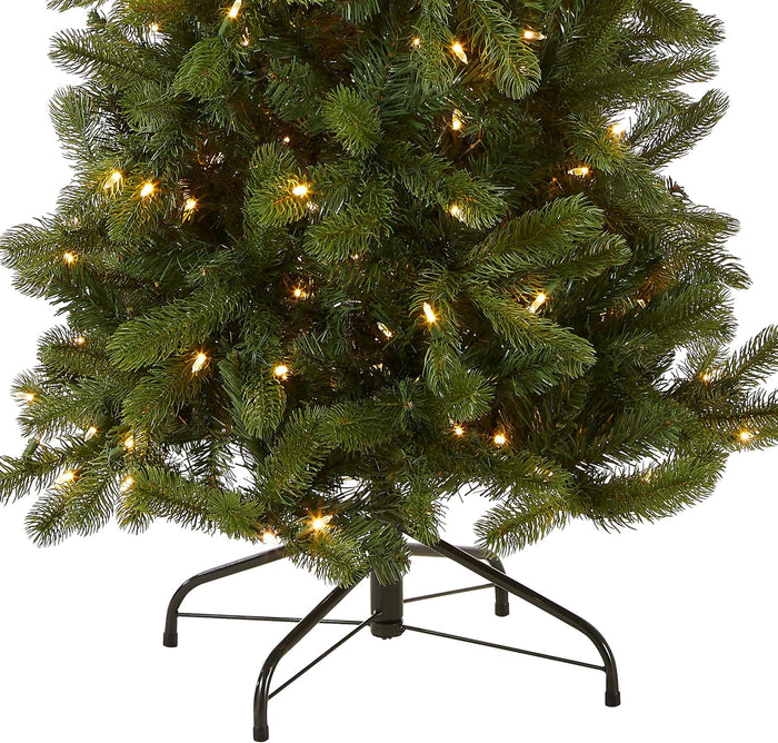 National Tree Company Pre-Lit 'Feel Real' Artificial Slim Downswept Christmas Tree, Green, Douglas Fir, Dual Color LED Lights, Includes PowerConnect and Stand, 6.5 feet