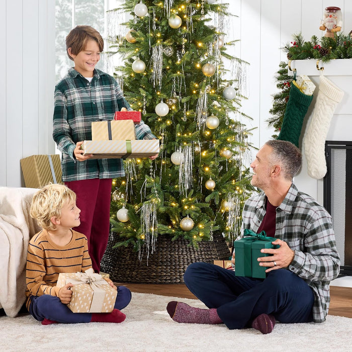 Best Choice Products Full Aspen Christmas Tree, 9ft Pre-lit Realistic Noble Fir w/ 1,200 Glowing Micro LED Lights, 2-in-1 White & Multicolor