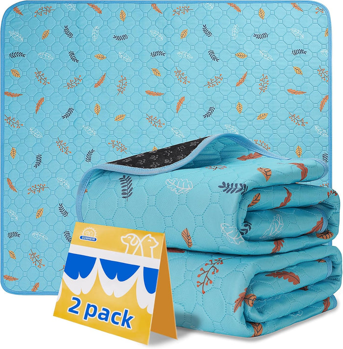 Sunheir Washable Pee Pads for Dogs , Thick Heavy Absorbency Reusable, Prevent Leakage, Waterproof , Non-Slip Pee Pads for Puppy Playpen, Crate, Whelping Box, Potty Training, Grey, 2 packs