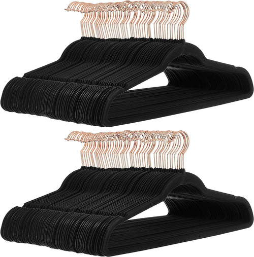 Amazon Basics Slim, Velvet, Non-Slip Suit Clothes Hangers, Pack of 50, Black