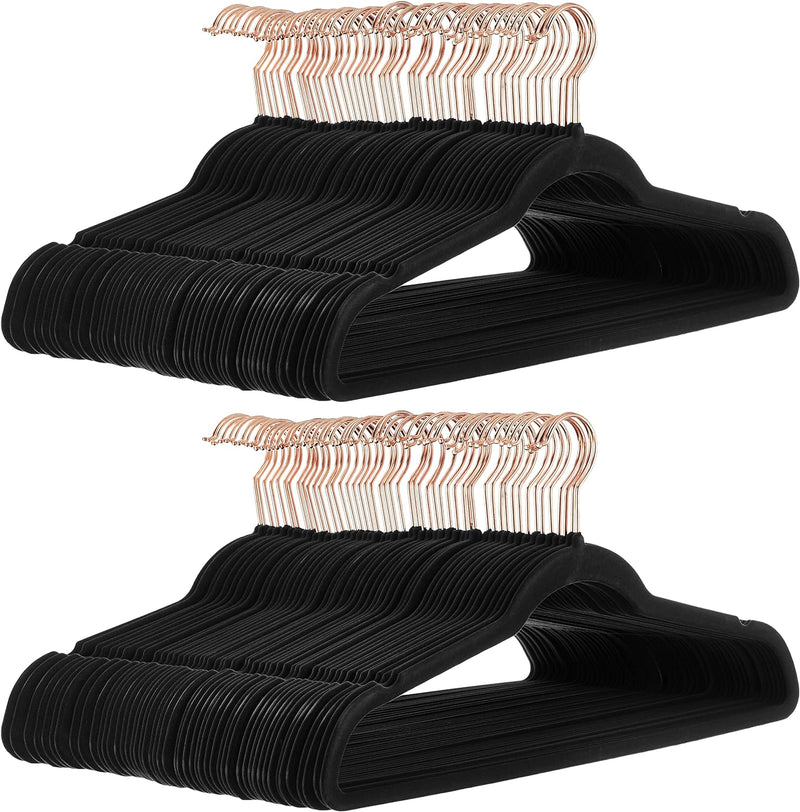 Amazon Basics Slim, Velvet, Non-Slip Suit Clothes Hangers, Pack of 50, Black