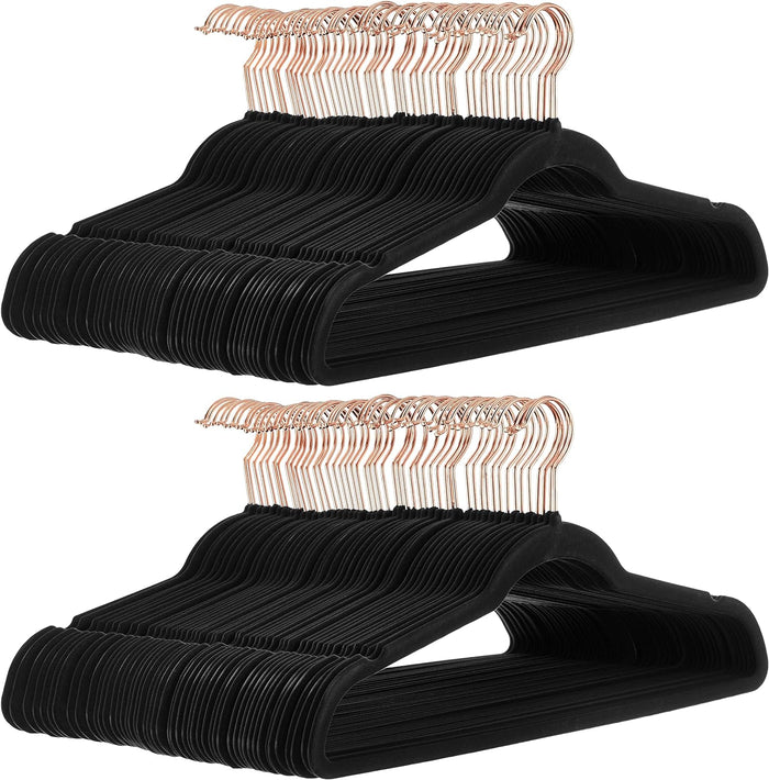 Amazon Basics Slim, Velvet, Non-Slip Suit Clothes Hangers, Pack of 50, Black