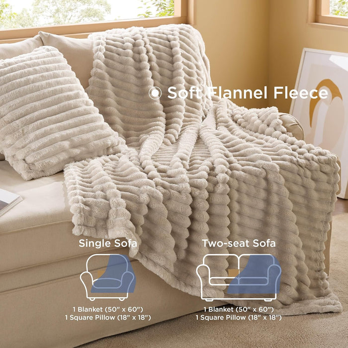 Bedsure Comforter Queen Size 5 Pieces - Queen Size Comforter Set with Fleece Throw Blanket and Decorative Pillow, Lightweiget Bedding Comforter Sets, All Season Bedding Sets, Khaki