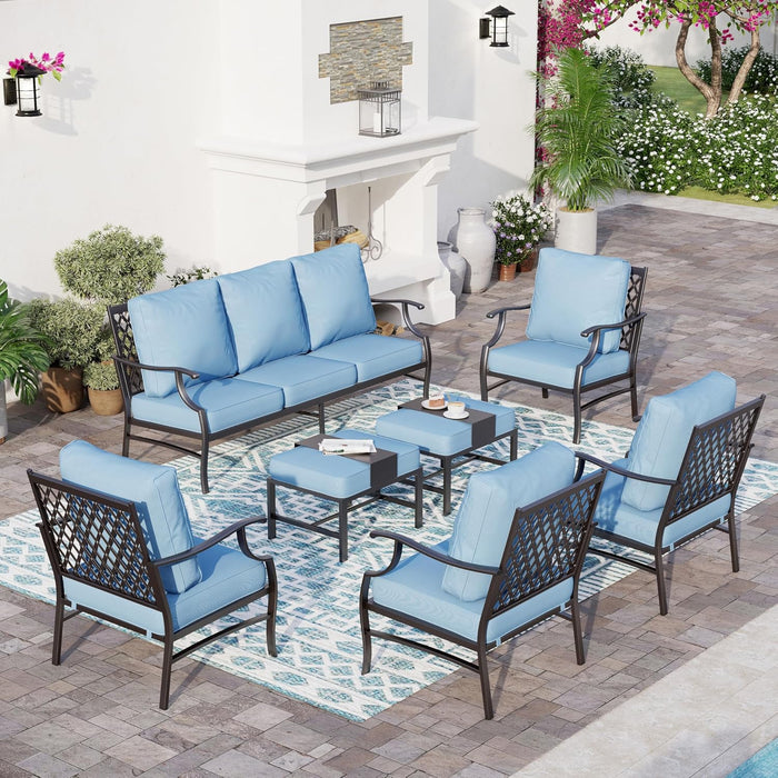 7 Piece Outdoor Patio Furniture Sets Metal Modern Outoor Patio Conversation Set with 5.75" Extra Thick Cushion for Deck Backyard
