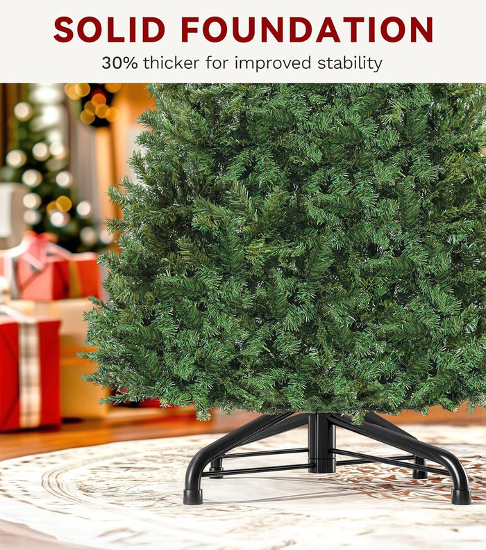 DWVO Unlit Full Artificial Christmas Tree 7.5ft, Green Realistic Fake Spruce Christmas Xmas Tree with 880 Branch Tips and Foldable Stand Easy Assembly Seasonal Holiday for Home Office Party Decoration