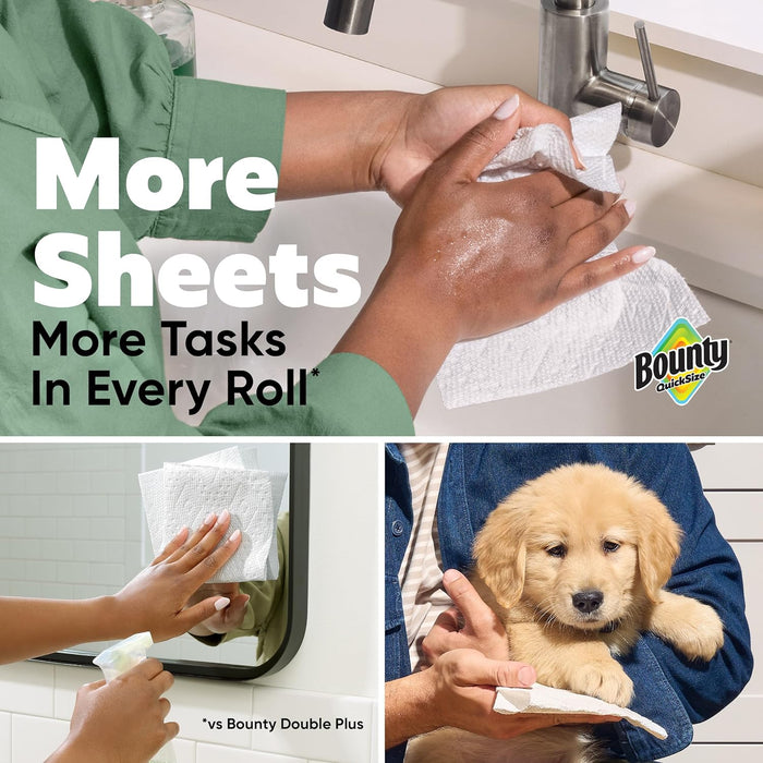 Bounty Quick Size Paper Towels, White, 8 Family Rolls = 20 Regular Rolls