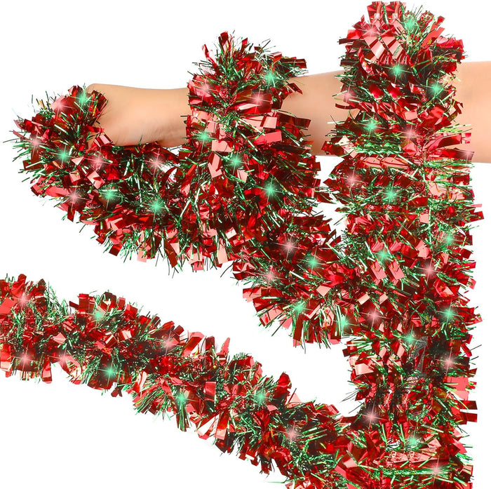 VESPRO 59 Feet Metallic Christmas Tree Garland Glitter Tinsel Twist Hanging for Indoor Outdoor Party Decorations (Red Green Gold)