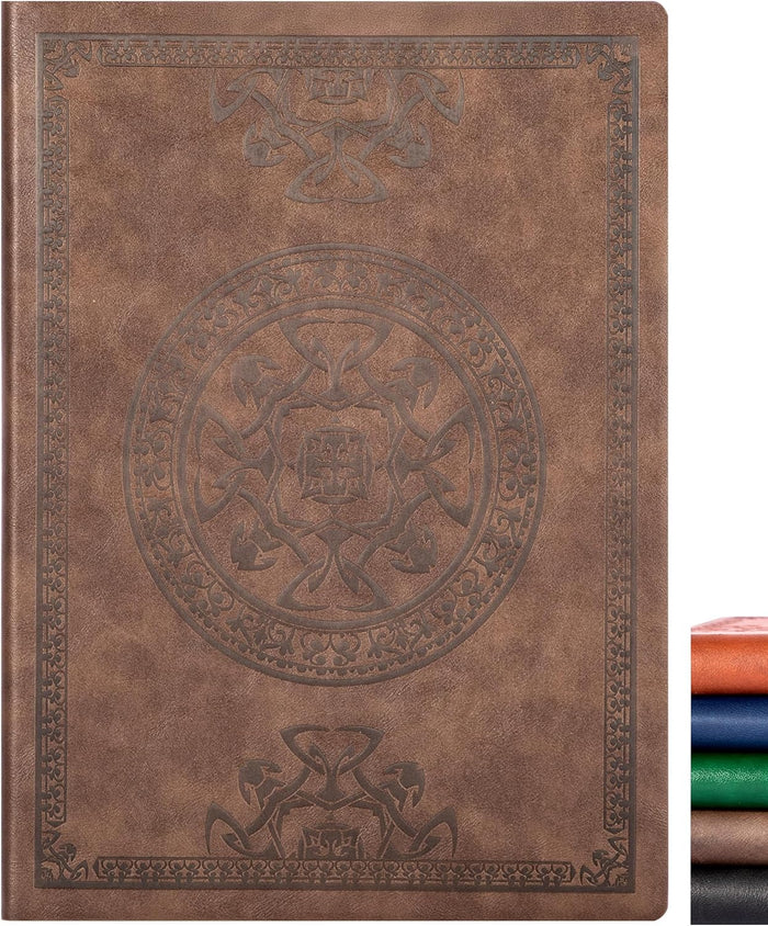 CAGIE Lined Journal for Men Soft Cover Notebook Leather Journals for Writing, 180 Lay Flat Vintage Mens Journal Personal Diary, 5.7'' X 8.3'', Black