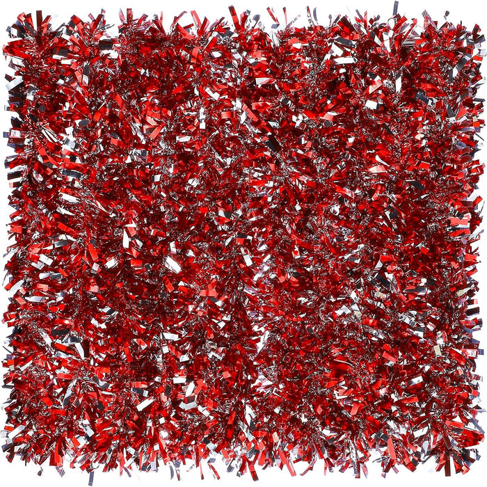 Dingion 59 Feet Christmas Tinsel Garland Metallic Twist Ornaments Hanging Glitter Xmas Garland for Christmas Tree Indoor Outdoor Decoration Party Supplies(Silver, Red, Green)