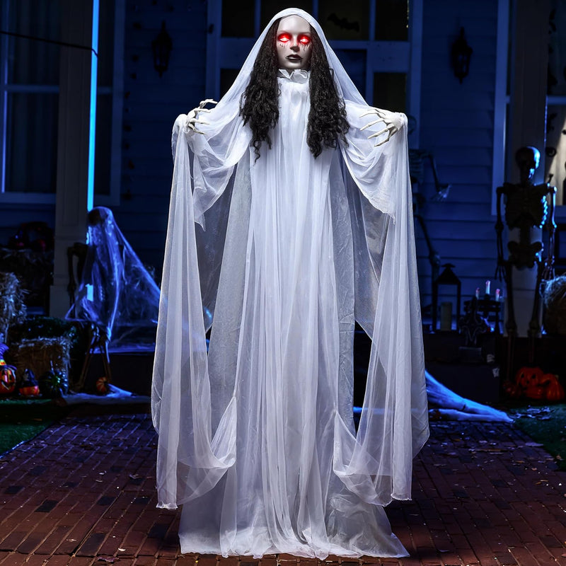 JOYIN 67" Halloween Decorations Outdoor Life Size Animatronics Grim Reaper with Chain, Sound-Actived Party Decor with Creepy Sound, Scary Haunted House Props for Garden Yard Lawn