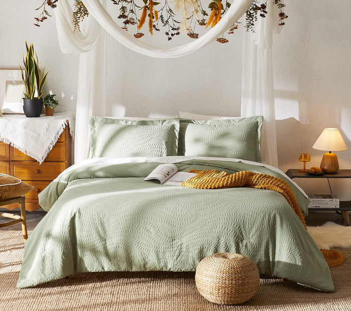 Geniospin Queen Comforter Set - 7 Pieces Brown Textured Queen Bedding Sets with Comforter, Sheets, Pillowcases & Shams，All Season Brown Bedding