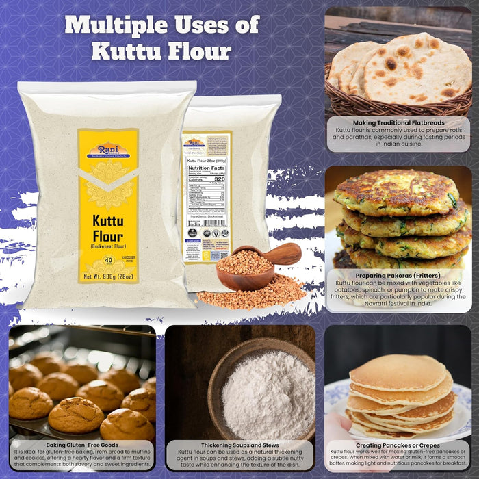 Rani Kuttu (Buckwheat) Flour 28oz (1.75lbs) 800g ~ All Natural | Gluten Friendly | NON-GMO | Kosher | Vegan | Indian Origin