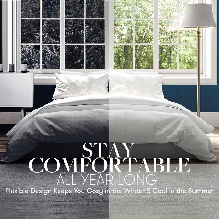 Beckham Hotel Collection Full/Queen Size Comforter - 1600 Series Down Alternative Home Bedding & Duvet Insert - Pure White