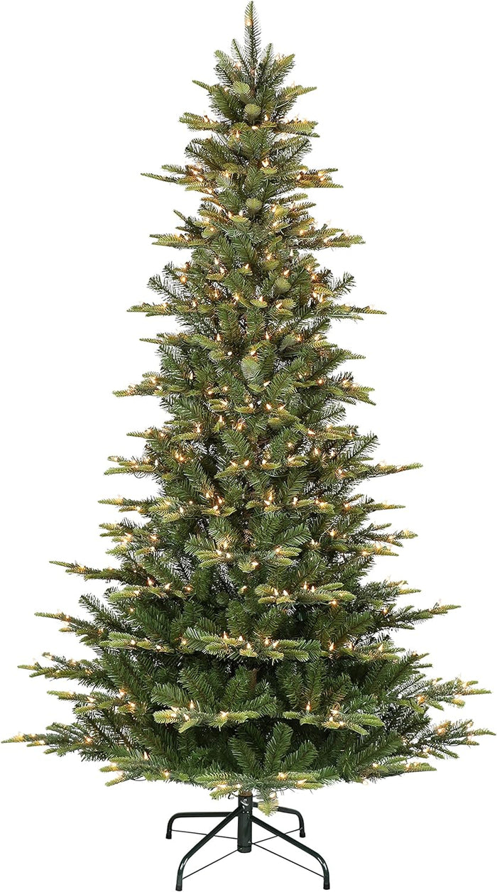 Puleo International 6.5 ft. Pre-Lit Slim Aspen Fir Artificial Christmas Tree with 350 UL-Listed Clear Lights
