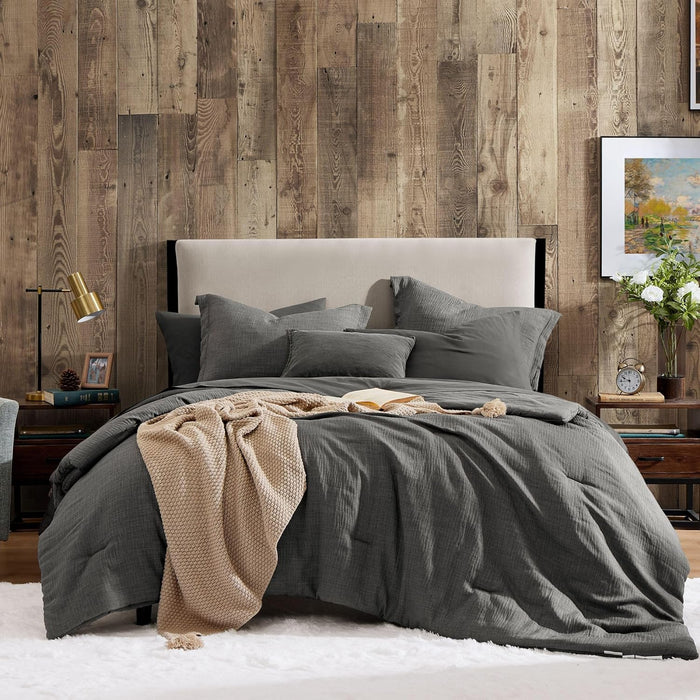 Geniospin King Comforter Set - 7 Pieces Comforter King Size, Soft Solid Bedding Set for All Season, Textured Bed in a Bag with Sheets, Pillowcases & Shams (Dark Green, 102''x90'')