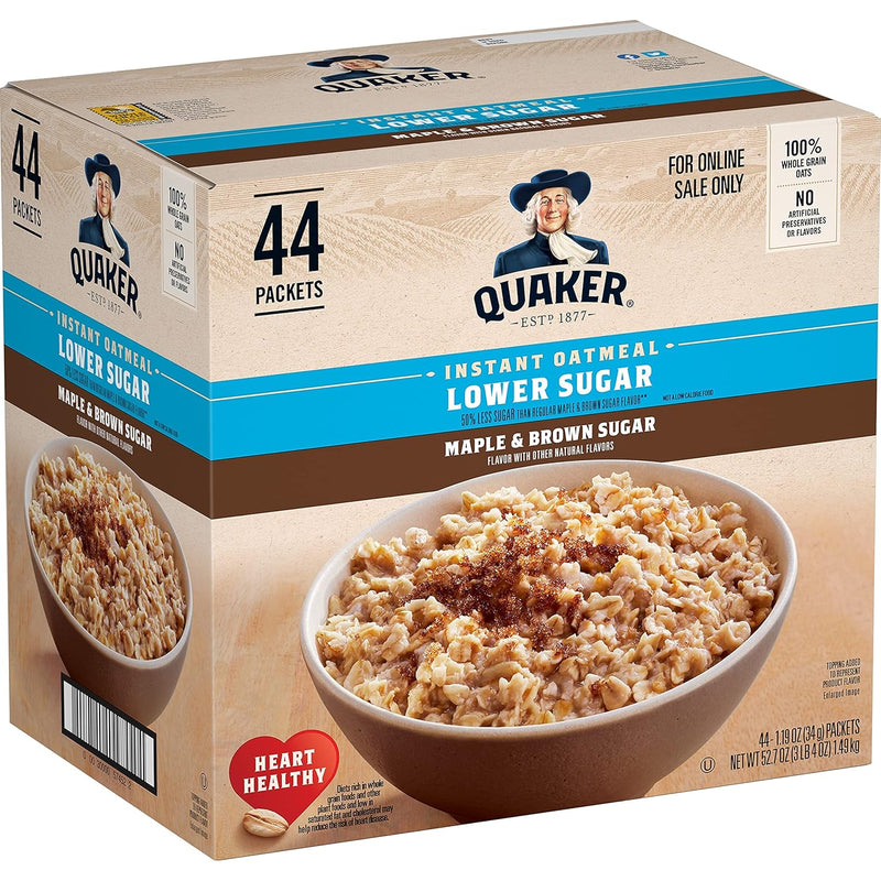 Quaker Instant Oatmeal, 4 Flavor Variety Pack, Individual Packets, 48 Count
