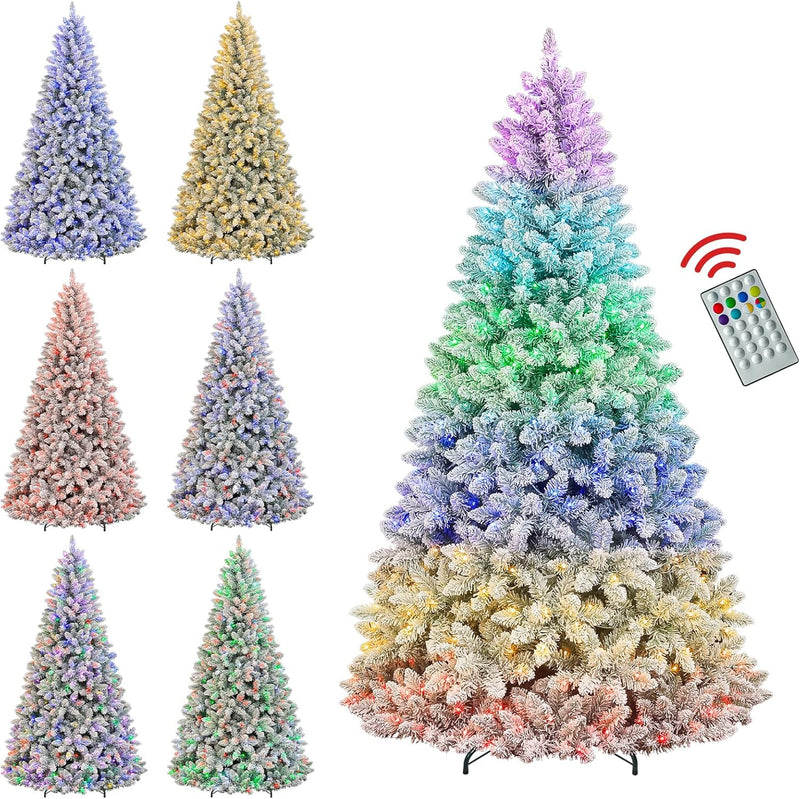 Hykolity 6 ft Prelit Christmas Tree, Artificial Christmas Tree with 250 Color Changing LED Lights, 1032 Tips, Metal Stand and Hinged Branches, 10 Color Modes