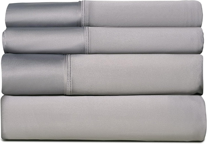 SHEEX - Active Comfort Cooling Sheets Set (Queen) Blue Sky - Moisture Wicking - 1 Flat Cooling Sheet, 1 Fitted Cooling Sheet, 2 Cooling Pillow Covers - Wrinkle Free - Sleep Aid