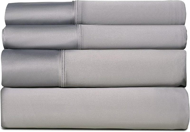 SHEEX - Active Comfort Cooling Sheets Set (Queen) Blue Sky - Moisture Wicking - 1 Flat Cooling Sheet, 1 Fitted Cooling Sheet, 2 Cooling Pillow Covers - Wrinkle Free - Sleep Aid