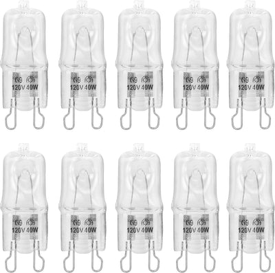 10 Pack Crystal Clear Lense 40W Q40/G9/CL/120V G9 JCD 40 Watt 120 Volt T4 JD Type Halogen House Hold Light Bulb Hanging Pendant Accent Type Spot Down Lamp Chandelier Sconce Fixture Lighting