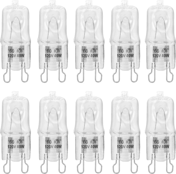 10 Pack Crystal Clear Lense 40W Q40/G9/CL/120V G9 JCD 40 Watt 120 Volt T4 JD Type Halogen House Hold Light Bulb Hanging Pendant Accent Type Spot Down Lamp Chandelier Sconce Fixture Lighting