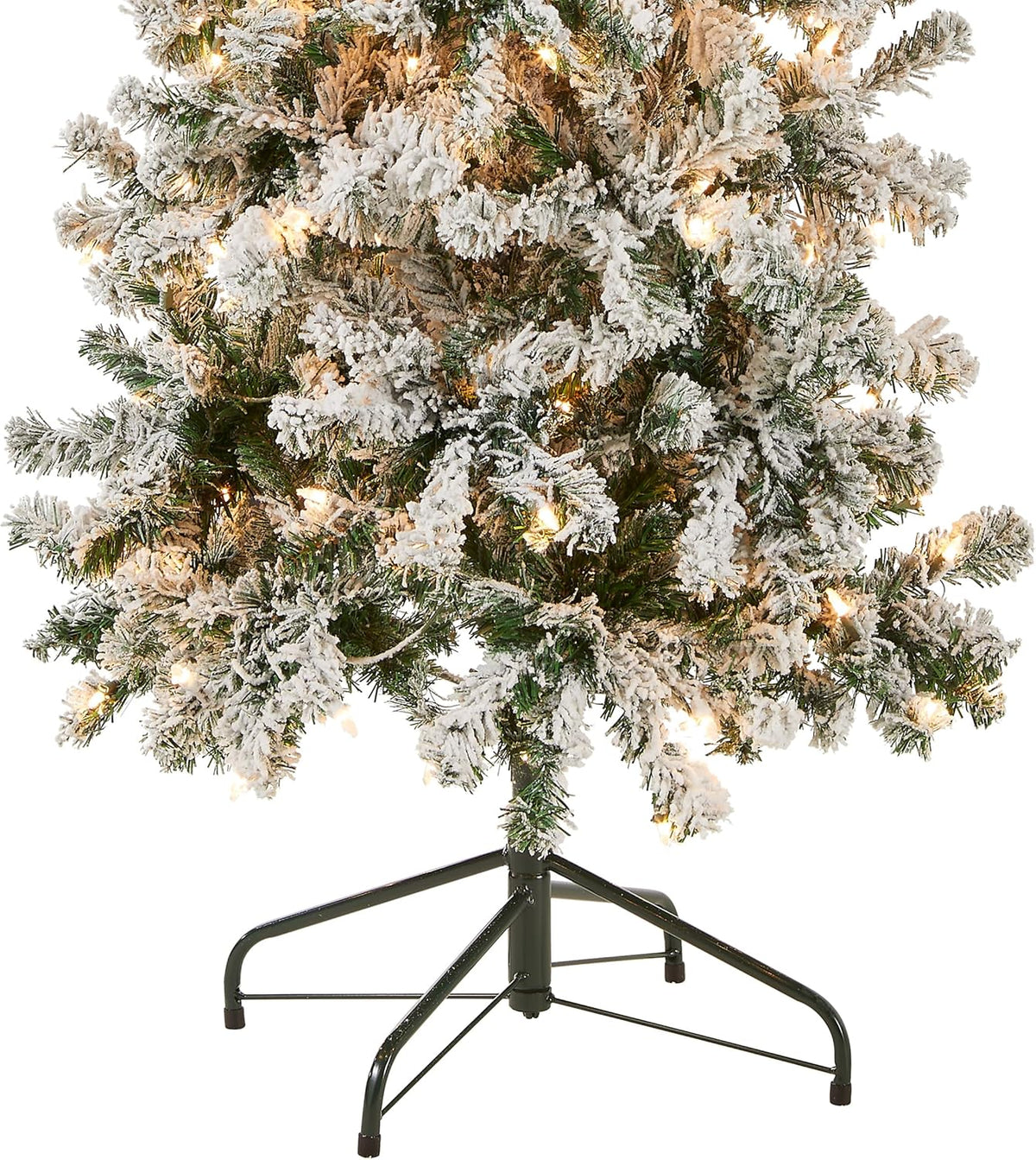 National Tree Company First Traditions Pre-Lit Acacia Flocked Tree Medium Christmas Tree, Clear Incandescent Lights, Plug in, 6 ft