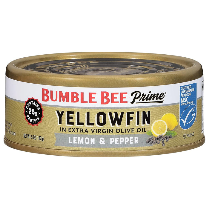 Bumble Bee Prime Solid White Albacore Tuna in Water, 5 oz Cans (Pack of 4) - Premium Wild Caught Tuna - 32g Protein per Serving - Non-GMO Project Verified, Gluten Free, Kosher