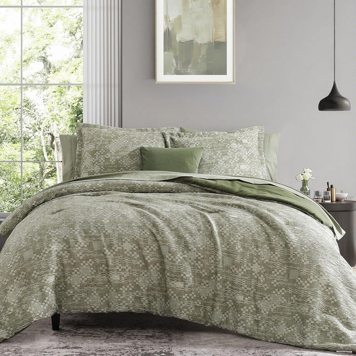 MaiRêve Charcoal Grey King Comforter Set, Textured Design Grey Crinkle Bed in A Bag King Size, 7 Pieces Bedding Set for Men Women with Comforter, Sheets, Pillowcases & Shams 102"x 90"