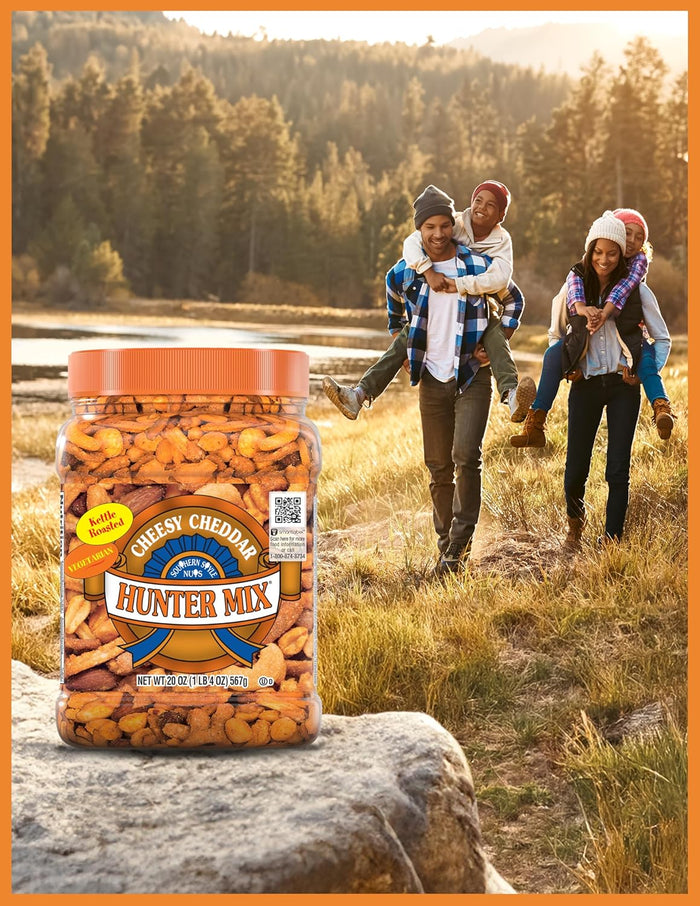 Southern Style Nuts Cheesy Cheddar Hunter Bulk Trail Mix, 20 oz (Pack of 1), Roasted Peanuts, Sesame Sticks, Corn Sticks, Almonds & Cashews, Mixed Nuts, Snacks for Adults & Kids