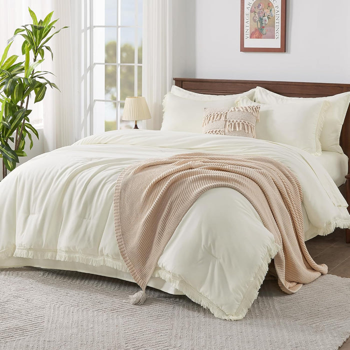 Andency King Size Comforter Set with Sheets Burnt Orange - 7 Pieces Bed in a Bag Boho Soft Lightweight Bedding Sets, Terracotta Rust Tassel Bed Set with Comforter, Sheets, Pillowcases & Shams