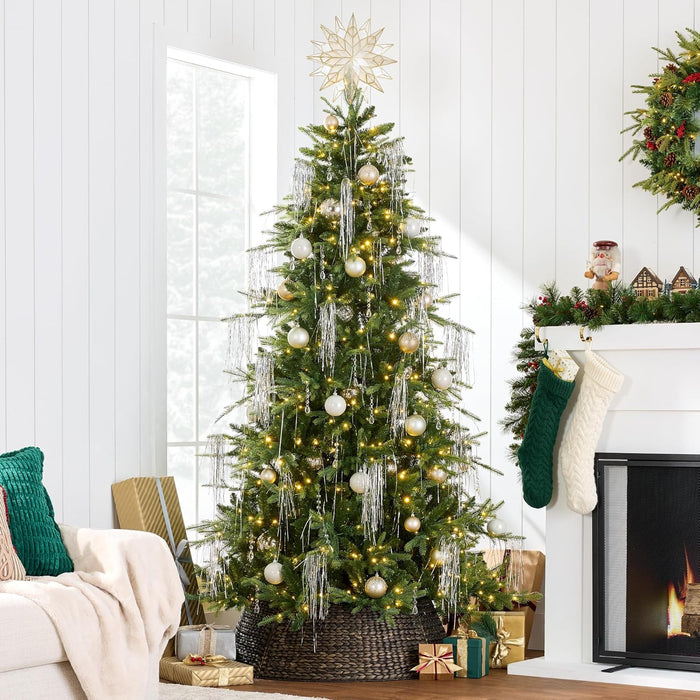 Best Choice Products Full Aspen Christmas Tree, 9ft Pre-lit Realistic Noble Fir w/ 1,200 Glowing Micro LED Lights, 2-in-1 White & Multicolor