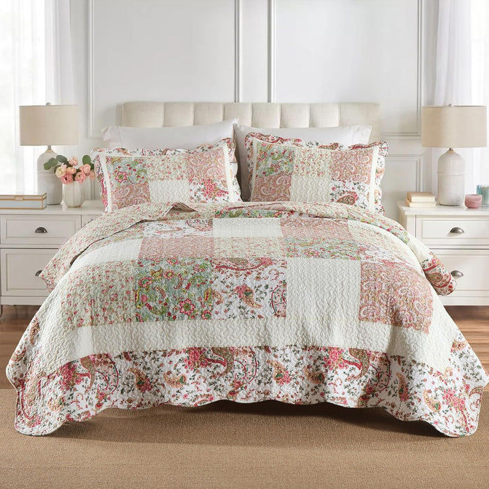 Secgo King Comforter Set for Bed - 100% Cotton Quilts Queen Size, Black Bedspreads (98 * 106 Inch) with 2 Pillow Shams, Patchwork Reversible Lightweight Bedding