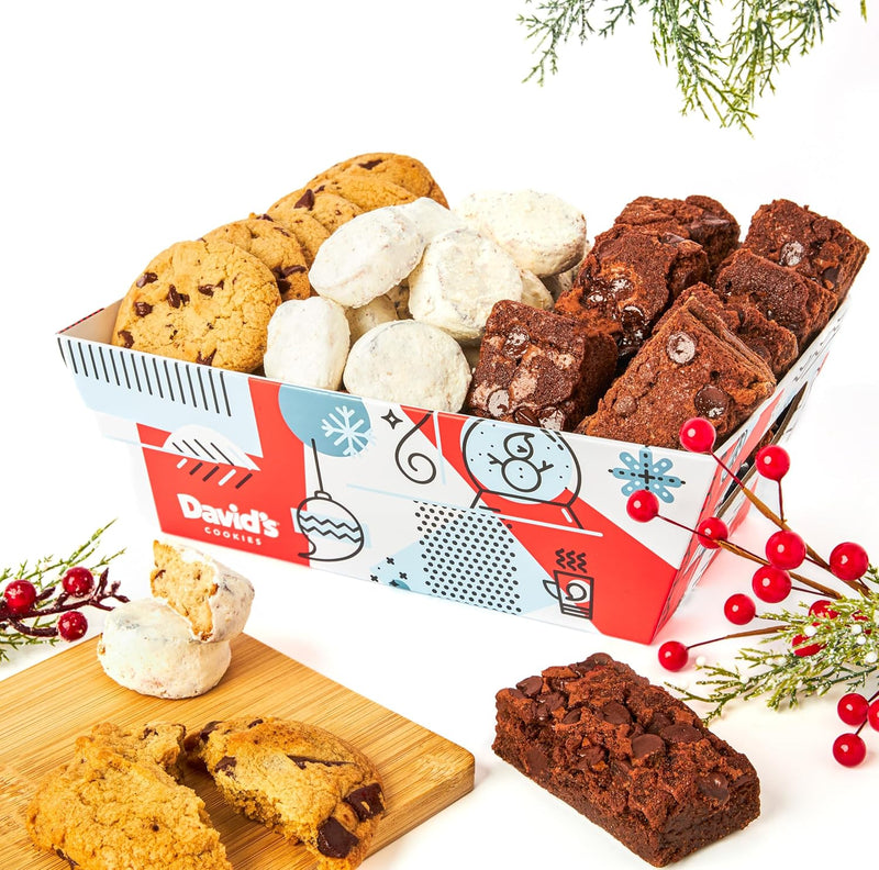 David Cookies Gift Basket for Families - Large Crate Assorted Cookies and Brownies for Snack and Sharing - Deliciously Flavored Cookies and Brownies with Finest Ingredients - Gourmet Food Gift Basket