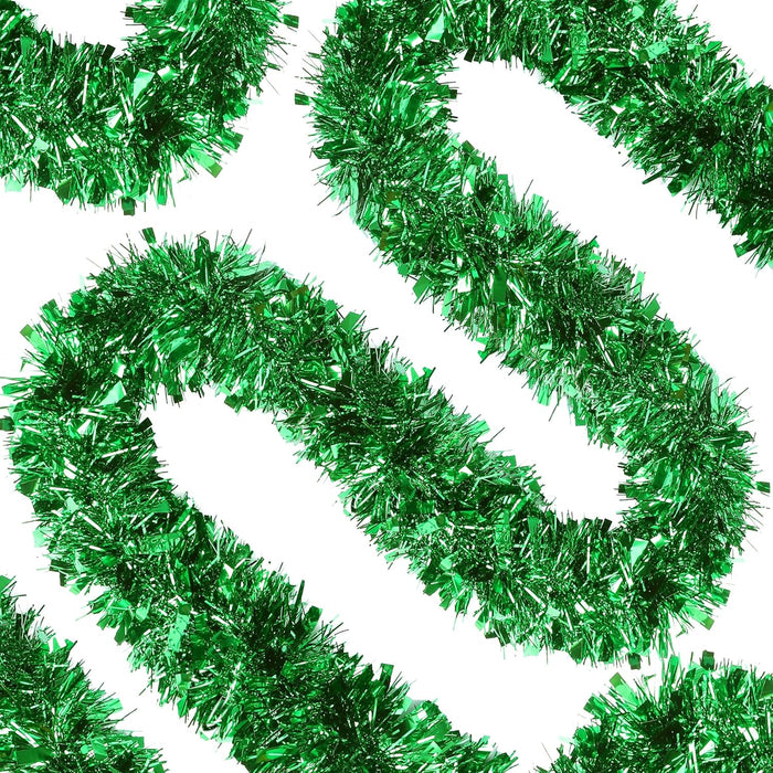 Sggvecsy 49.2Ft Christmas Green Red White Tinsel Garland Xmas Tree Decorations Christmas Metallic Twist Garland Ceiling Hanging Decorations for New Year Party Birthday Holiday Indoor Outdoor Supplies