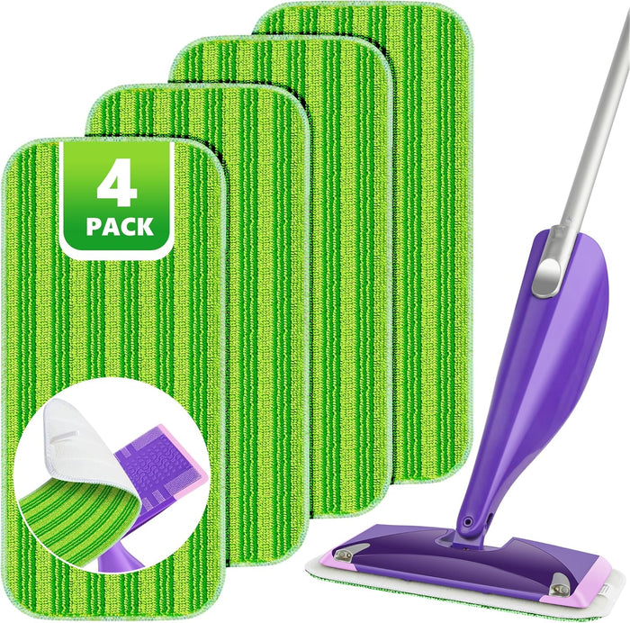 Reusable Mop Pads Compatible with Swiffer Wet Jet, Wet Jet Pads Refills for Swiffer Mop, 4 Pack Microfiber Replacement Pads for Hardwood Floor Cleaning, Dry Wet Mopping Cloths for 12" Wet Jet Refill