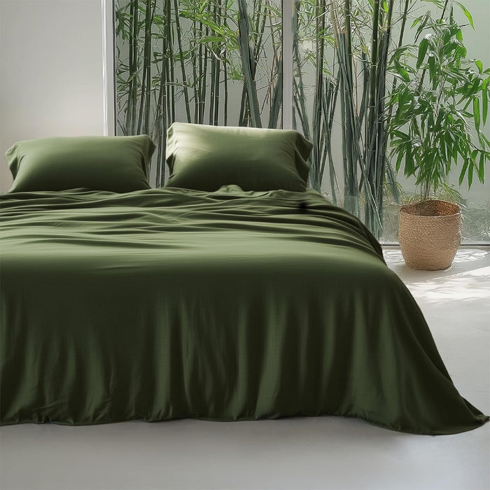 Bedsure Silky Cooling Duvet Cover Queen Size - 100% Rayon Derived from Bamboo Comforter Cover Set for Hot Sleepers, Breathable & Moisture-Wicking Bedding Set, White