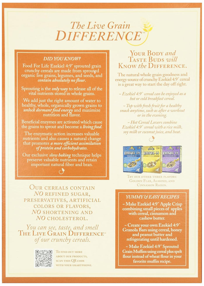 Food For Life, Ezekiel 4:9 Organic Sprouted Grain Cereal, Original, 16 oz